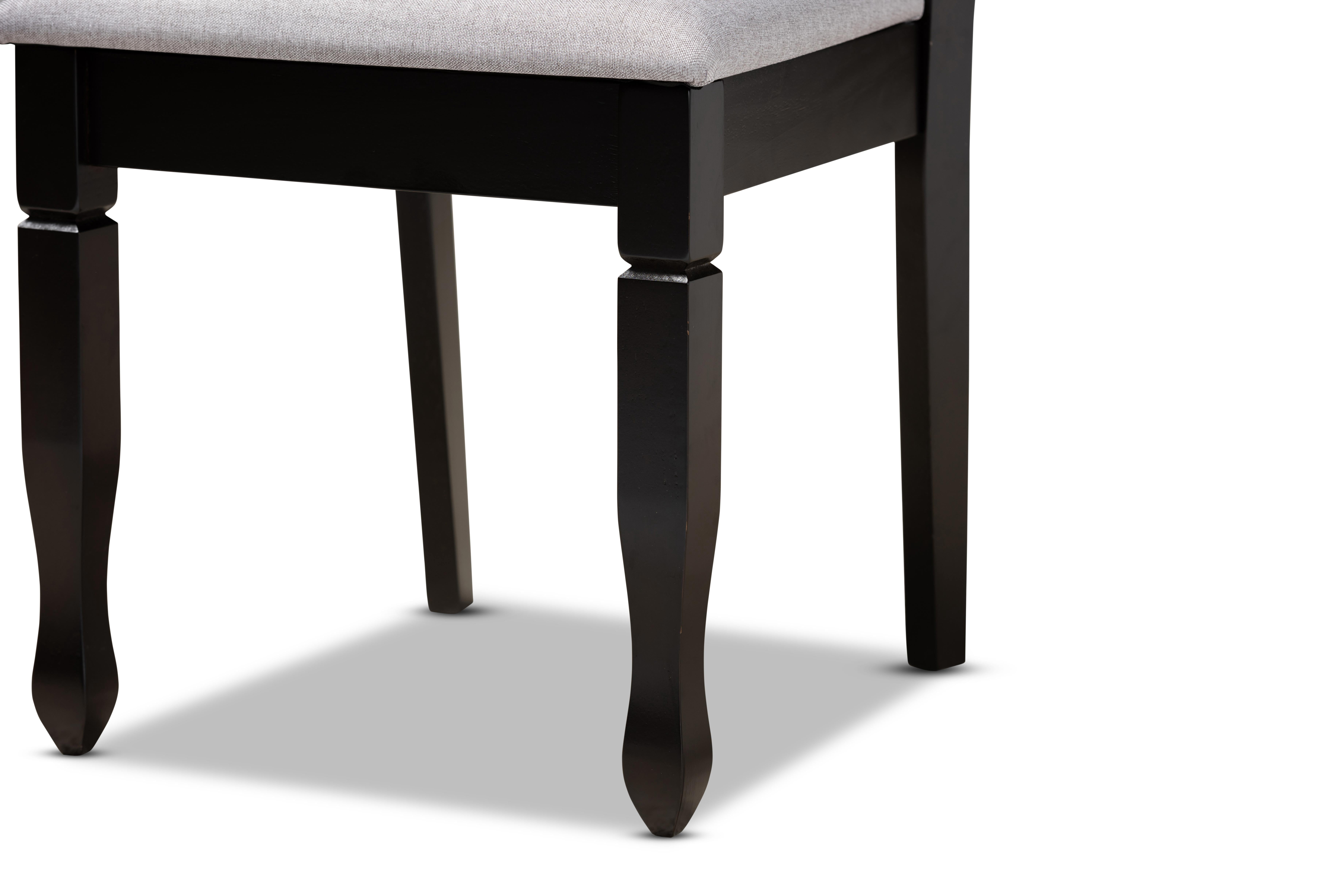 Baxton Studio Reneau Modern and Contemporary Grey Fabric Upholstered Espresso Brown Finished Wood 2-Piece Dining Chair Set Set
