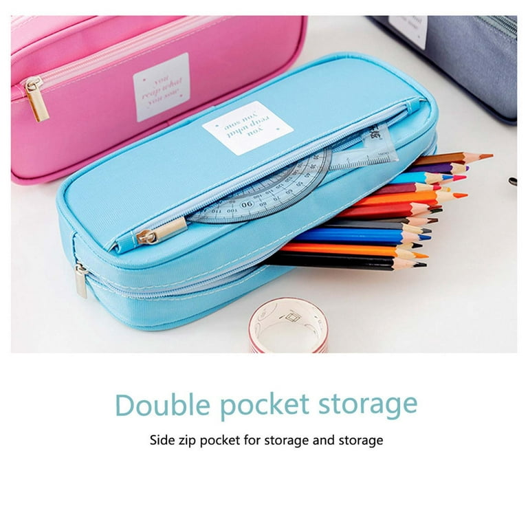 Large Pencil Case, Durable Pen Pouch with Big Capacity, Minimalist Portable  Stationery Bag with Handle for Office Organizer Aesthetic Pencil Cases  Items under 5 Dollars 