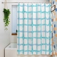 thumbnail image 3 of Blue Plaid Small Stall Shower Curtain, Waterproof Shower Curtains for Bathroom, Farmhouse Buffalo Check Stripes Modern Geometric Washable Fabric Bath Curtain for Bathtub with Hooks 36x78 Inches, 3 of 9