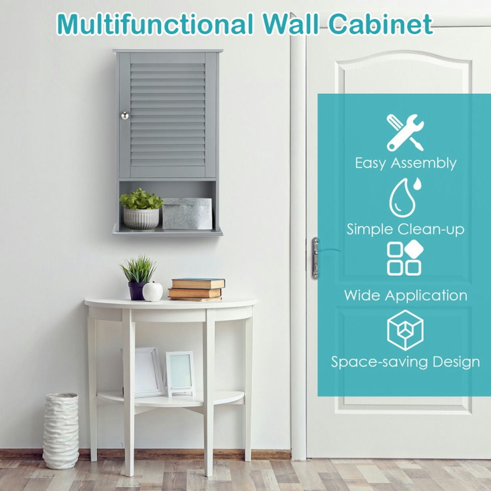 Finihen Bathroom Wall Cabinet, Wall Mounted Bathroom Cabinet, Medicine Cabinet, Bathroom Wall Mount Storage Cabinet Single Door with Height Adjustable Shelf, Gray Finihen Bathroom Wall Cabinet, Wall Mounted Bathroom Cabinet, Medicine Cabinet, Bathroom Wall Mount Storage Cabinet Single Door with Height Adjustable Shelf, Gray