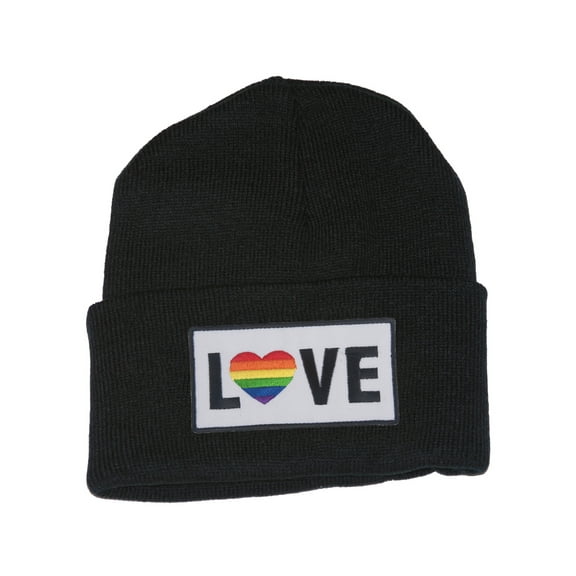 Gravity Threads LGBTQ  Love Rainbow Heart Patch Cuffed Beanie