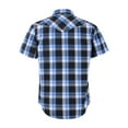 thumbnail image 2 of Coevals Club Men's Western Plaid Pearl Snap Buttons Two Pockets Casual Short Sleeve Shirts (Black White Blue #19 L), 2 of 4