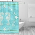 thumbnail image 2 of Sea Horse Shower Curtain Teal Ocean Animal Bathroom Shower Curtain Starfish Marine Life Bath Decor Fabric Waterproof Shower Curtains Set 72 x 72 Inch, 2 of 6