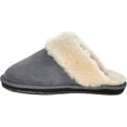 thumbnail image 3 of Clarks Womens Open Back Suede Leather Comfort Clog Slipper JMS0583C - Plush Faux Fur Trim - Indoor Outdoor House Slippers For Women 9 M US, Pewter, 3 of 6