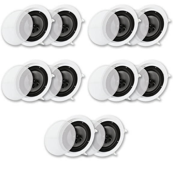 Acoustic Audio CS-IC83 In Ceiling Wall 8" Speaker 5 Pair Pack 3 Way Home Theater Flush Mount