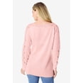 thumbnail image 2 of Roaman's Women's Plus Size Pointelle Sleeve Pullover, 2 of 4