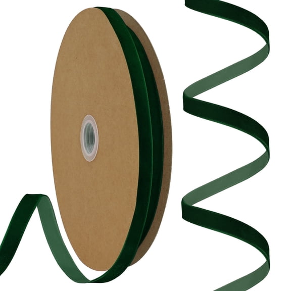 Dark Green Velvet Ribbon 3/8 Inch X 25 Yards Fabric Christmas Ribbon for Gift Wrapping Wreath Decoration Handmade Craft Ornaments Bow Making