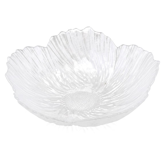Unique Bargains Elegant Pearl White Flower Scalloped Glass Bowl White 7.9" x 7.9" x 2"