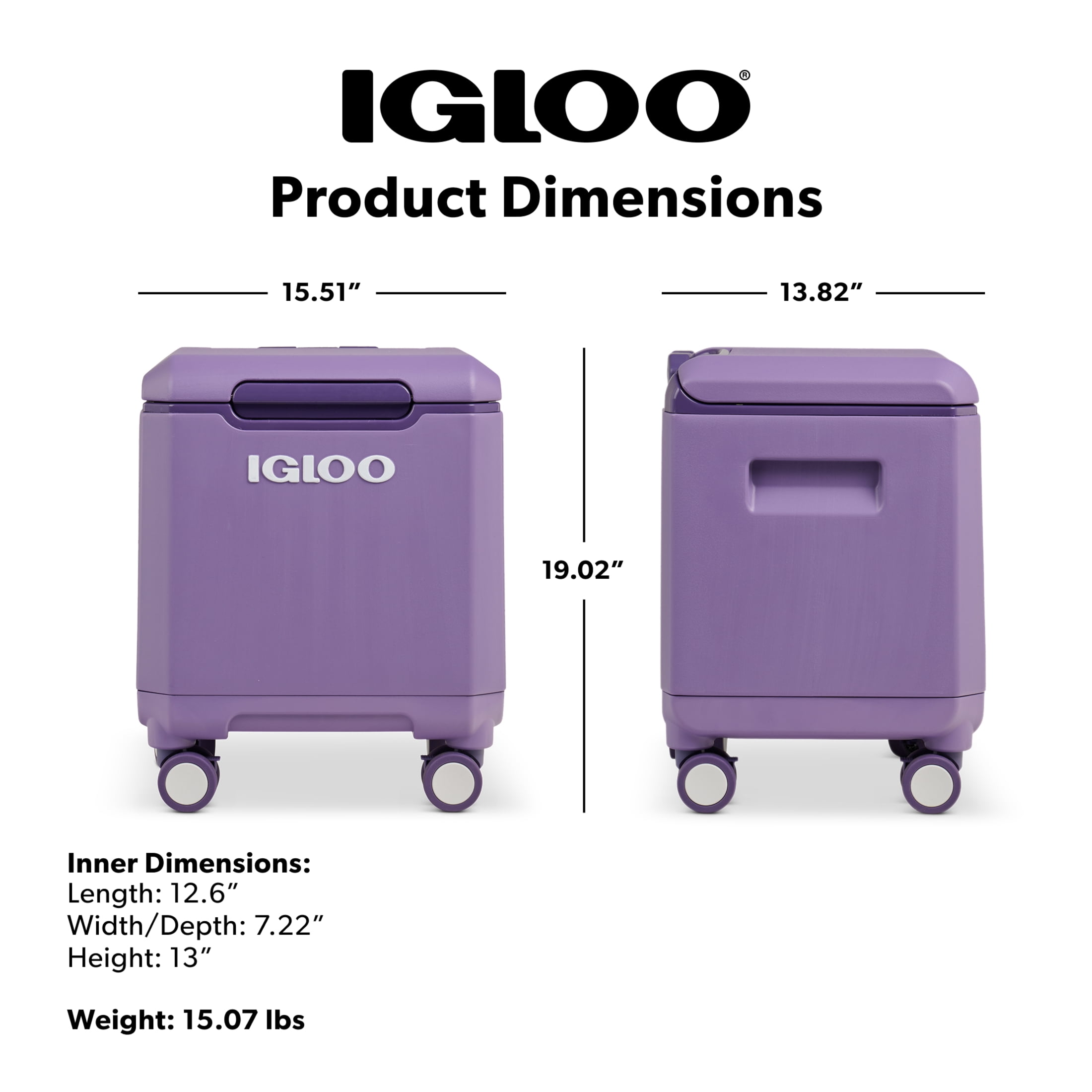 Igloo Tag-a-Long Too Spinner Wheeled Cooler 20 QT Dusted Grape 33 Can Capacity