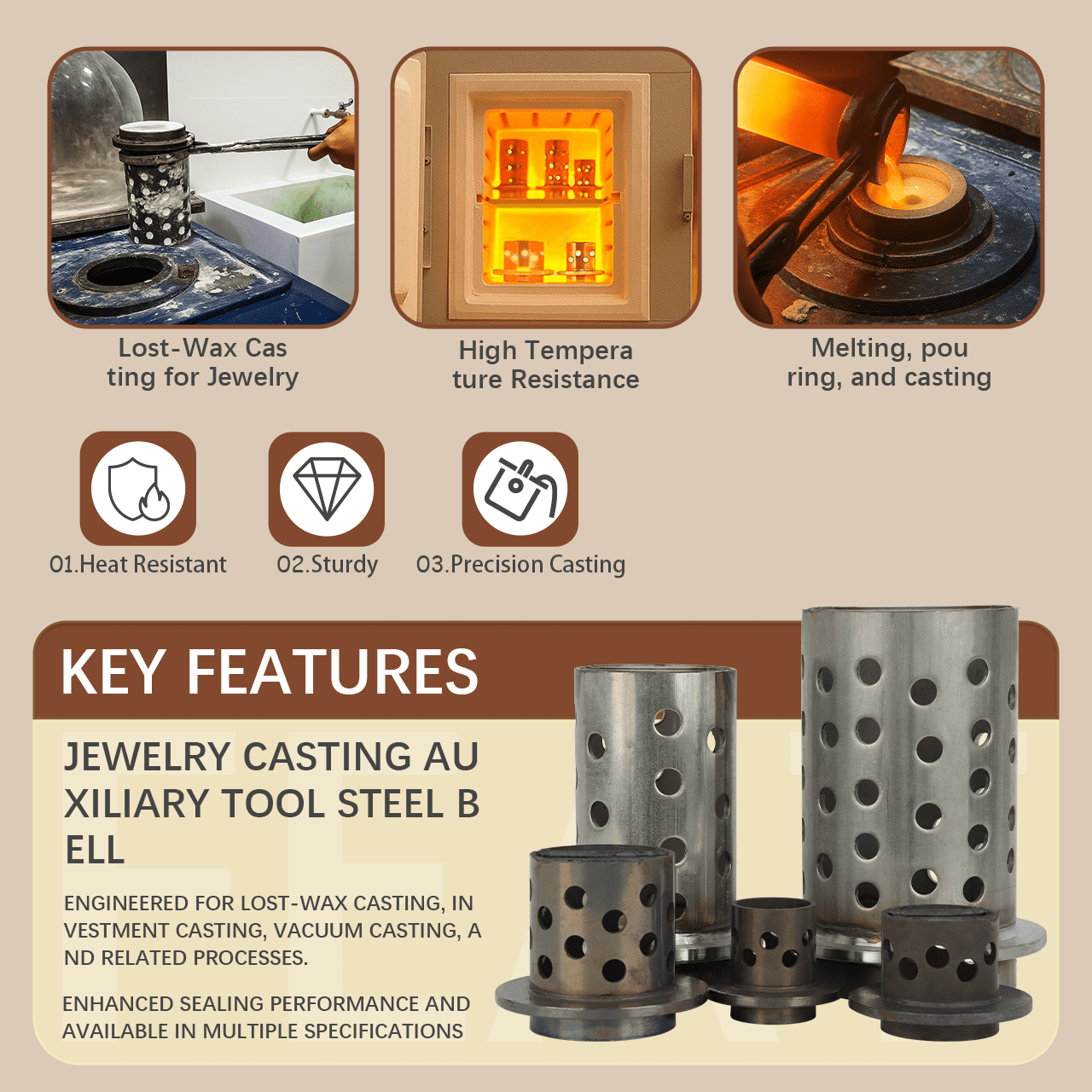 Perforated Stainless Steel Casting Flask with Flanged Wall for Vacuum Jewelry Casting(3" x 6" )