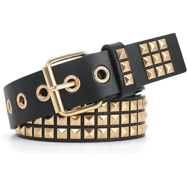 Ceinture Cloutée, Ceinture à Rivets Punk Rock en Métal avec Pyramide Lumineuse Cloutée pour Femmes Hommes