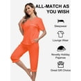 thumbnail image 6 of ANLIQI Women's Cotton Capri Pajama Sets Soft Short Sleeve Sleepwear with Pants Two-Piece Pjs with Pockets(Coral Orange, Large), 6 of 8