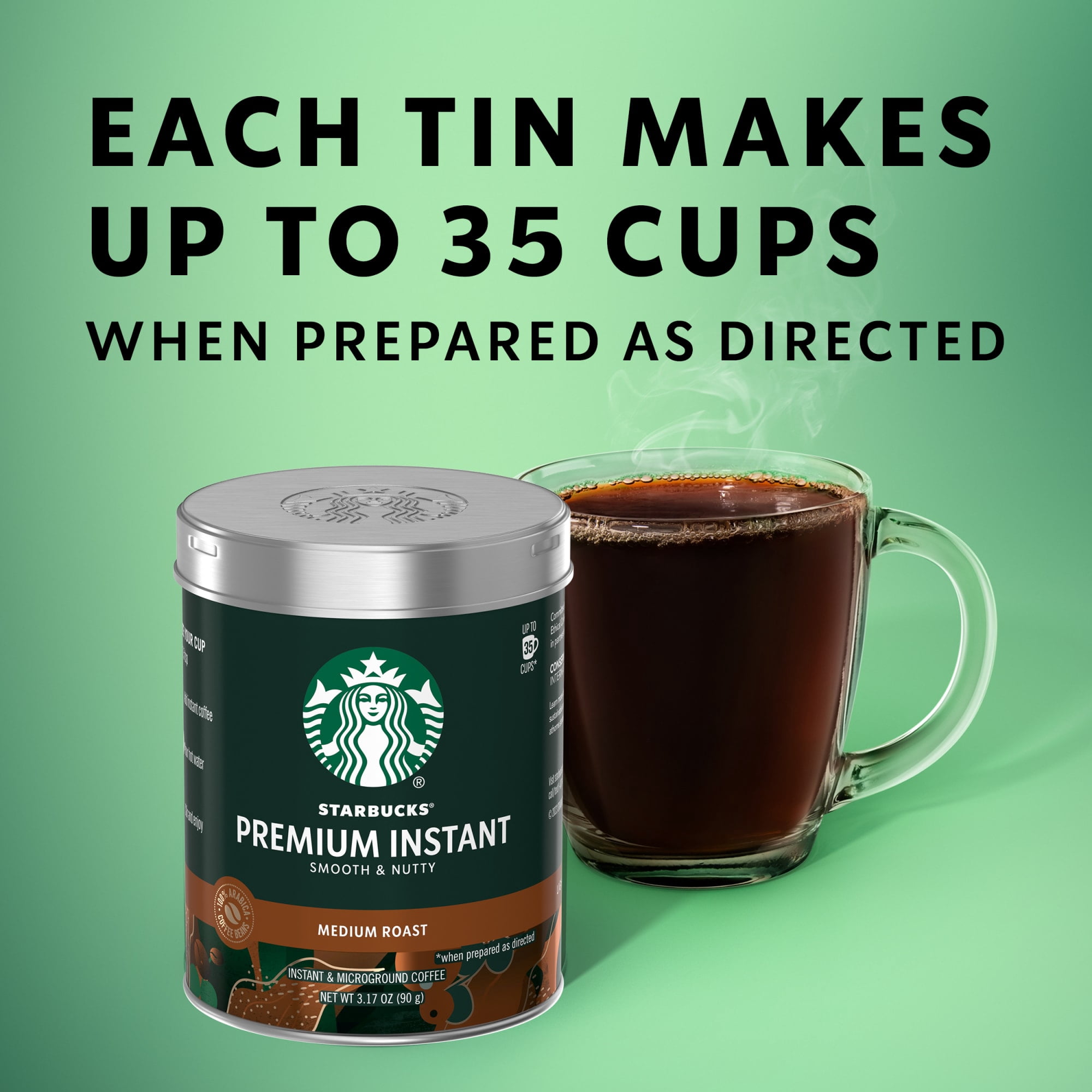 Starbucks Premium Instant Coffee, Medium Roast, Arabica Beans, 3.17 oz, 6 Count
