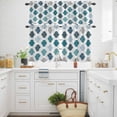thumbnail image 3 of Mid Century Bohemia Kitchen Curtains Valances and Tiers Set of 3 Abstract Boho Pattern Blue Green Teal Geometric Tier Curtains and Valance with Rod Pocket for Small Windows, 27.5"x36", 3 of 9