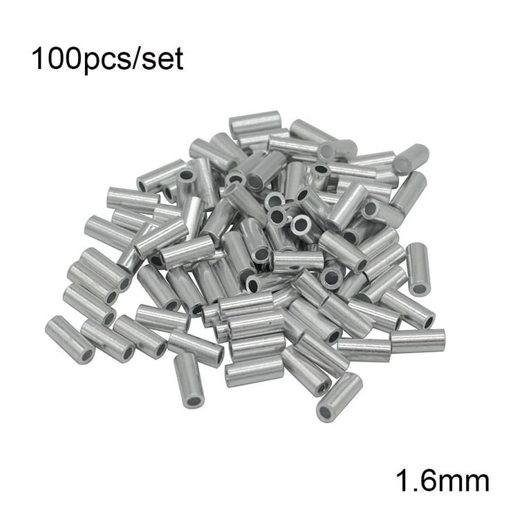 100pcs/lot Portable Round Aluminum Connector Stainless Steel Crimp Sleeve  Fishing Wire Tube single Aluminum Line Crimping Sleeves 1.6MM
