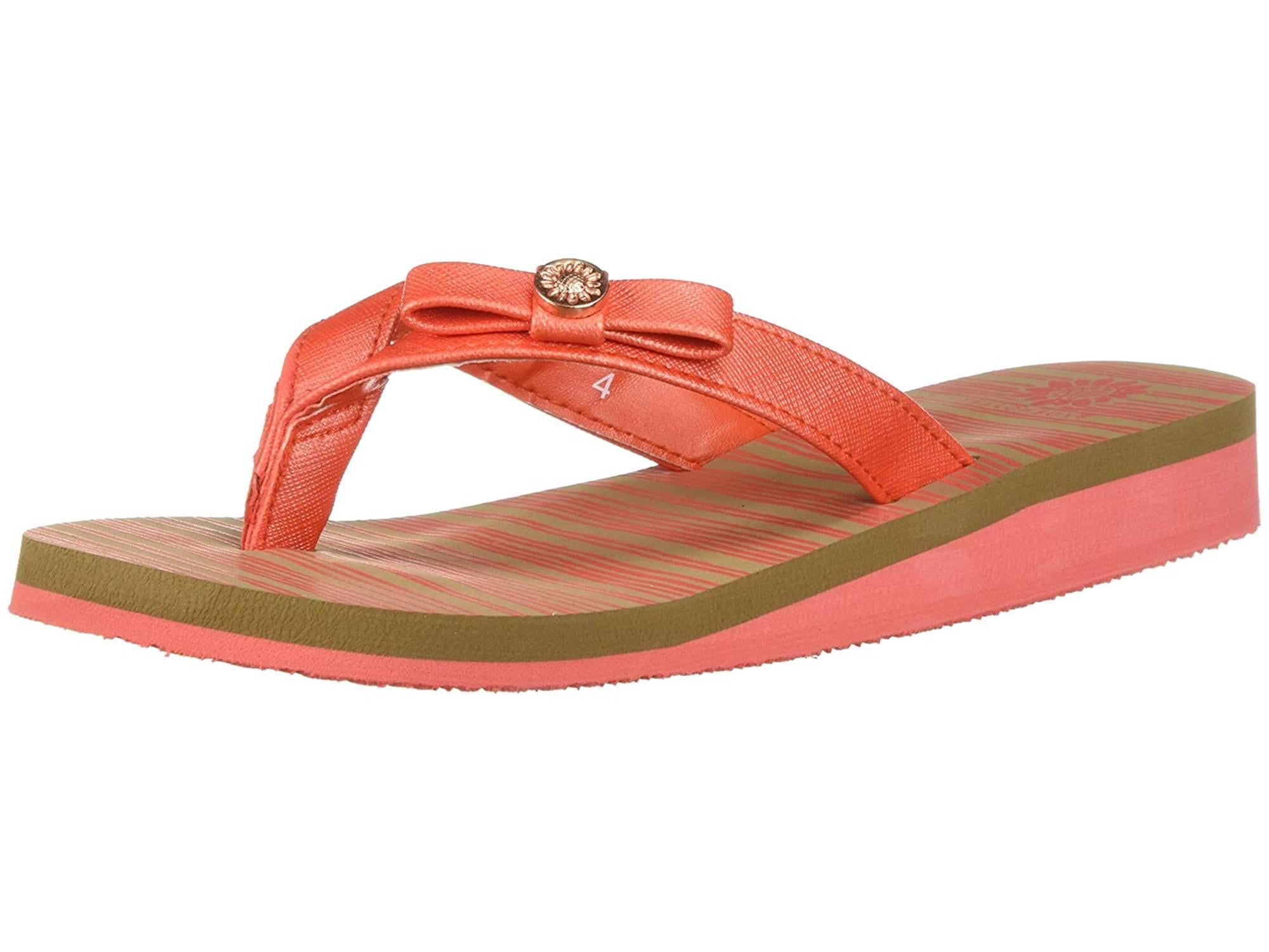 little girl yellow box flip flops