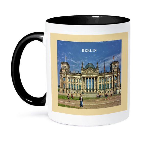 3dRose, Lovely Architecture Berlin Government Building Germany, 11oz Two-Tone Black Mug