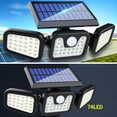 thumbnail image 2 of SZROBOY Solar Lights Outdoor, 74LED 650LM Motion Sensor Security Lights with Wireless Remote Control, Waterproof 3 Heads LED Flood Wall Lights for Porch Garage Yard Entryways Patio, 2 of 3
