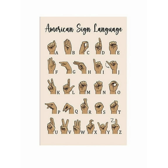 Sign Language Poster Hanger ABC Print Canvas Wall Art, ASL Alphabet Posters For Kids, Sign Language Alphabet Print Classroom Decor, Educational Back To School