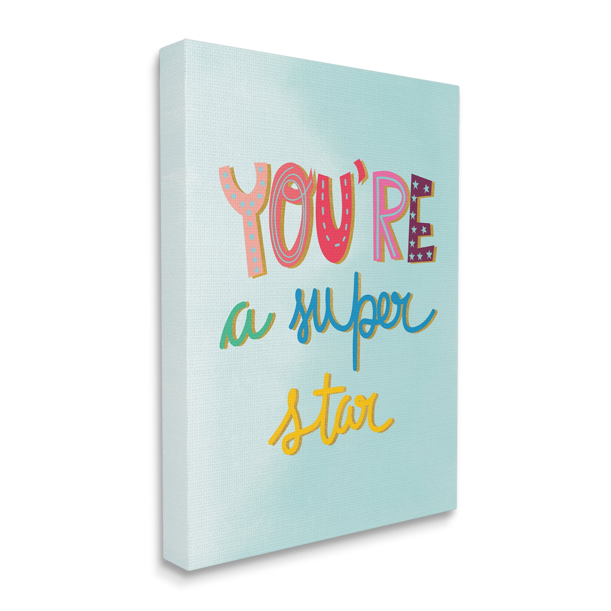 Stupell Industries Uplifting Super Star Phrase Inspirational Painting Gallery Wrapped Canvas Print Wall Art, 30 x 40