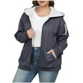 thumbnail image 2 of Htigea Women's Plus Size Hoodies Jackets Fleece Long Sleeve Full Zip Up Hooded Tops Fall Winter Sweatshirts with Pockets Gray L, 2 of 8