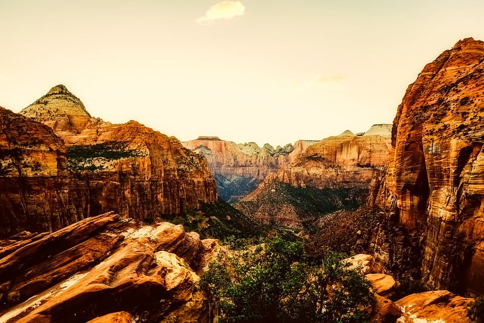 Mountains Zion National Park Valley Utah Landscape Inch By 30 Inch Laminated Poster With Bright Colors And Vivid Imagery Fits Perfectly In Many Attractive Frames Walmart Com Walmart Com