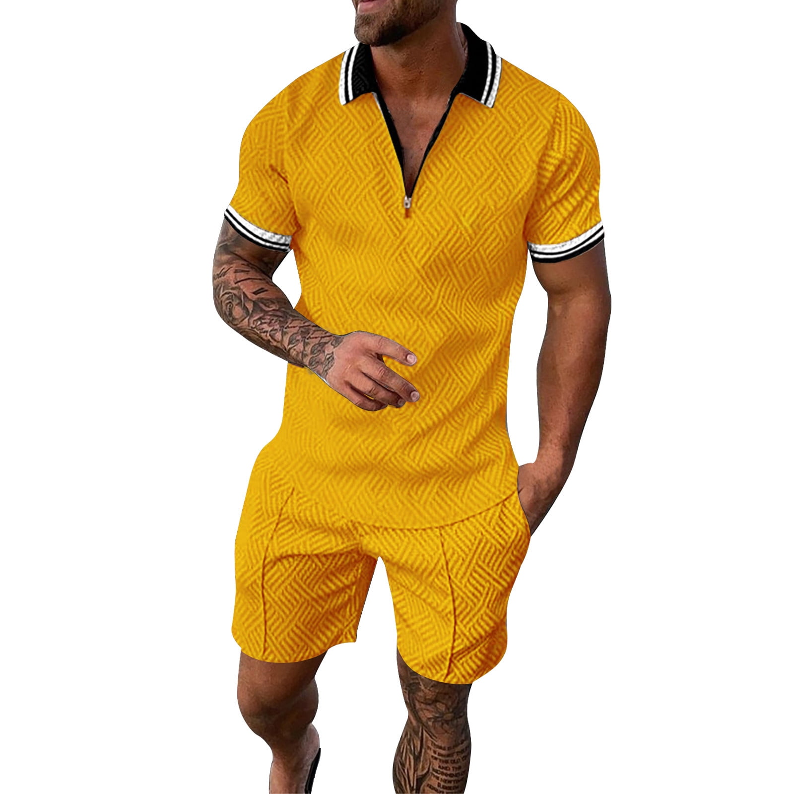 Vedolay Summer Short Sets Men 2 Piece Outfits Men's Mesh Shirts and Shorts Set Summer Outfits 2 Piece Ptinted Sleeveless Set,White 5XL