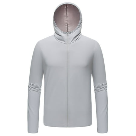 Men s UPF 50+ Long Sleeve Sun Protection Hoodie Zip Front Performance UV/SPF Shirt Lightweight Running Fishing Shirts Big & Tall