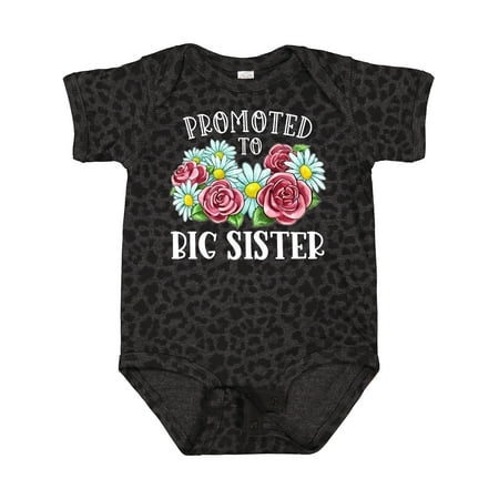 

Inktastic Promoted to Big Sister with Flowers Gift Baby Girl Bodysuit