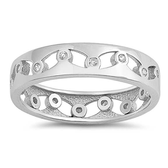 White Cubic Zirconia Cutout Eternity Thumb Ring .925 Sterling Silver Band Jewelry Female Male Size 9