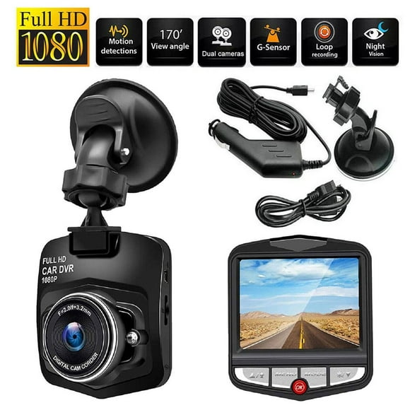 JUNWELL Dash Cams Front Car Camera with Night Vision G-Sensor 1080P 2.4” Black