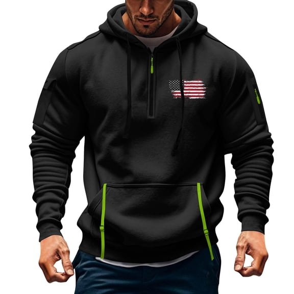 EchfiProm Mens Black Hoodies Sweatshirt Big and Tall Walking 1/4 Zip Plain Tops for Men 3XL