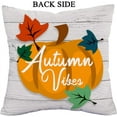 thumbnail image 2 of Wood Autumn Pumpkin Farmhouse Pillow Cover Super Soft Thanksgiving Halloween Fall Harvest Decorative Pillow Case Square Cushion Cover Maple Leaf Decor 18x18 Inch (Two Side 02), 2 of 4