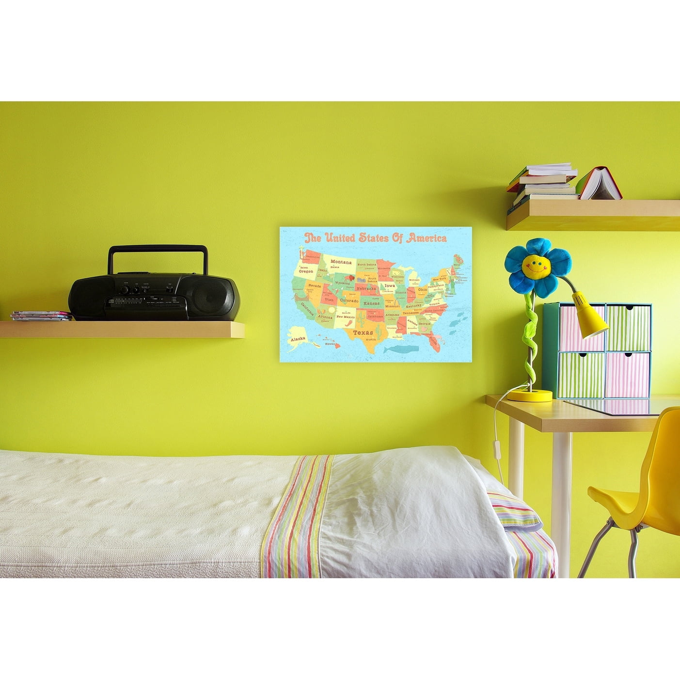 The Stupell Home Decor Collection of Map with Capitals Map Wall Art
