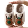 thumbnail image 3 of Gureui Women's Christmas Reindeer Slippers, Winter Warm Animal Slippers Lightweight Fuzzy House Shoes, 3 of 6