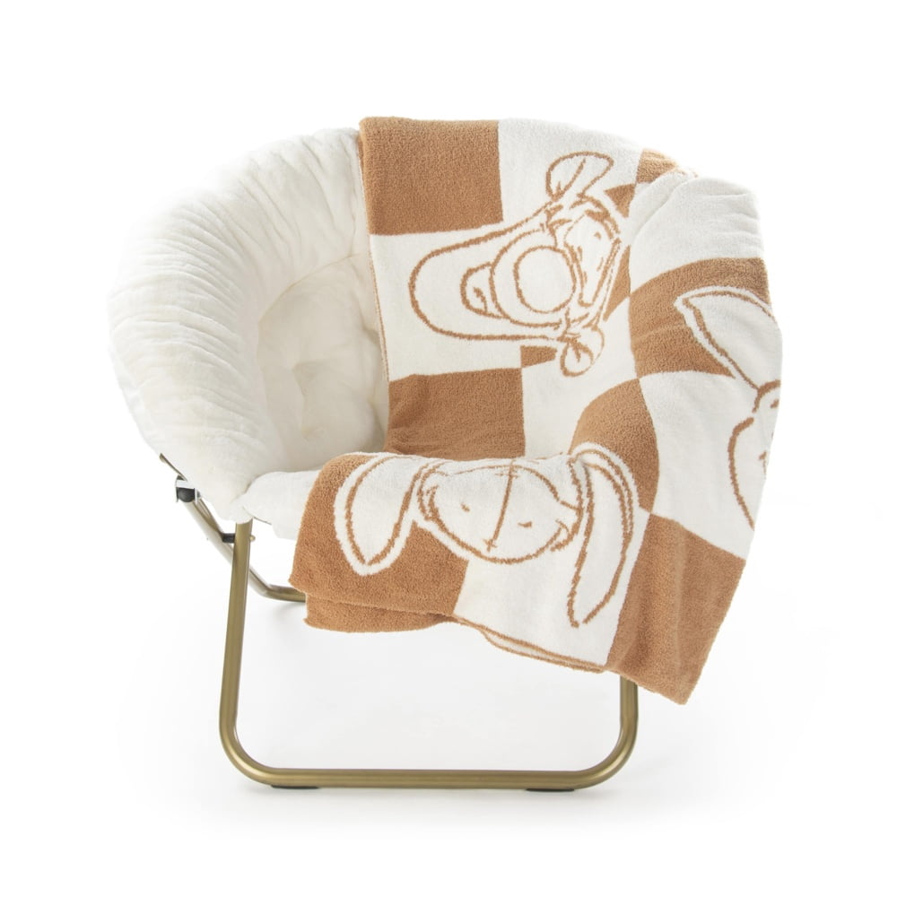 Winnie The Pooh Oversized Throw Blanket, Soft Feather Knit, All Ages, Tan & White, Disney, 50" x 70"