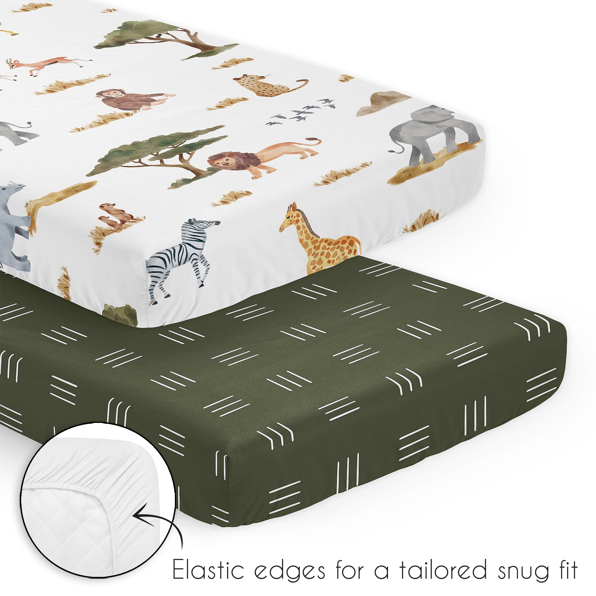 Sweet Jojo Designs Jungle Multicolor 3 Piece Mini Crib Bedding Set