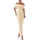 thumbnail image 1 of Vestido Maxi PRETTYGARDEN Escote Bardot Albaricoque Talla Grande, 1 of 8