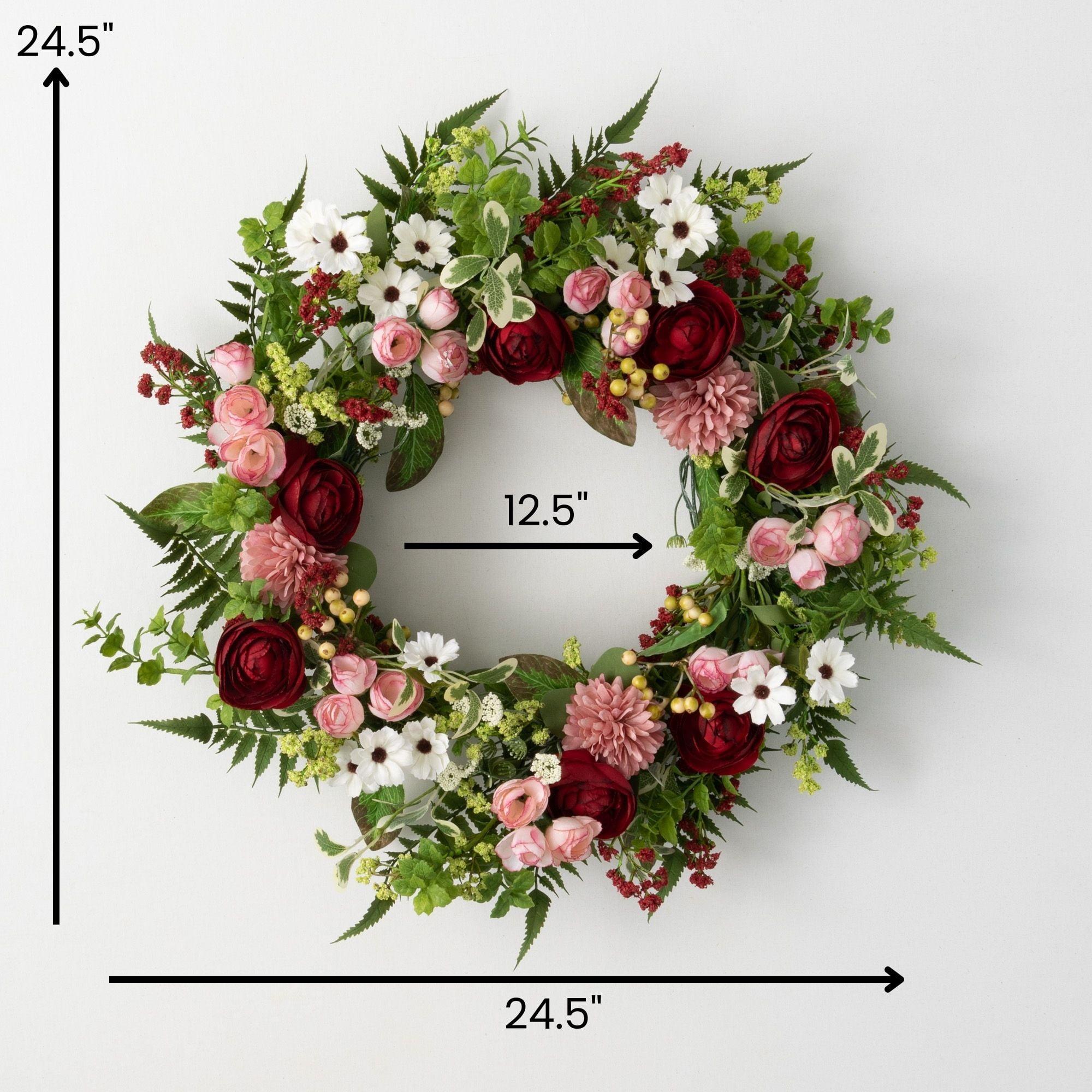 24.5"H Sullivans Romantic Floral Mix Wreath, Multicolor