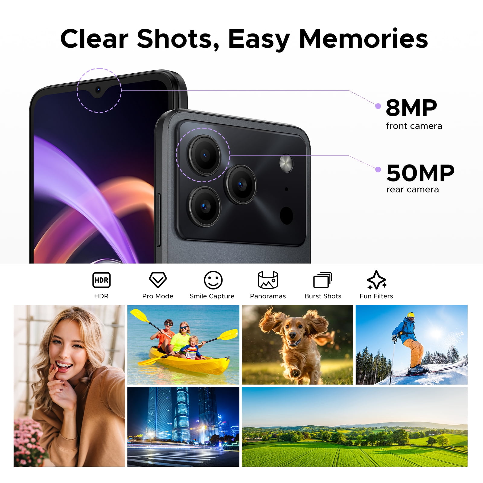 DOOGEE Note56 Plus Unlocked Android 16 Cell Phone, 48GB + 256GB/2TB TF Expand, 6.56" HD+ 90Hz Display, 6150mAh Battery, 50MP+8MP AI Camera, NFC/OTG/Side Fingerprint, 4G Dual SIM Unlocked Smartphone