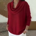 thumbnail image 5 of Cyglowse Oversized Cowl Neck Sweater for Women 2024 Soft Knit Long Sleeve Casual Pullover Winter Top Wine L, 5 of 7
