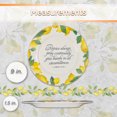 thumbnail image 2 of Christian Art Gifts Round 9" Decorative White Ceramic Salad & Dessert Plate for Home & Kitchen: Rejoice Always Inspirational Bible Verse, Food Safe Novelty Kitchenware, Gold Rim, Bright Yellow Lemons, 2 of 7
