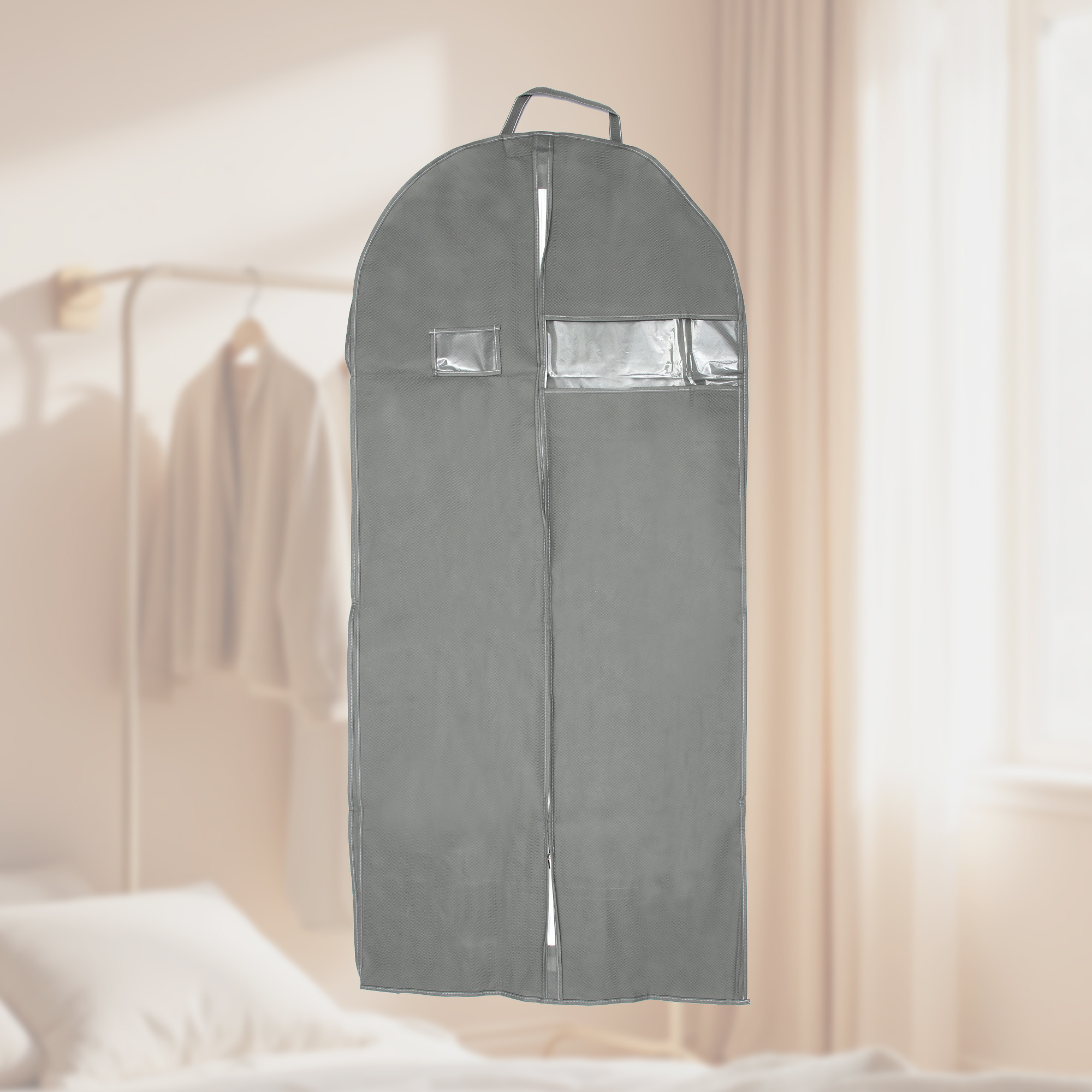 Unique Bargains 1 Pc Dustproof Portable Garment Bag for Closet Gray Gray 59.06"x23.62"x5.91"
