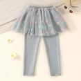 thumbnail image 2 of Girls Pants Toddler Girls Spring Summer Footless Leggings Flowers Prints Lace Ruffle Tutu Skirt Pantskirt Kids Sweatpants Grey 2 Years-3 Years, 2 of 5