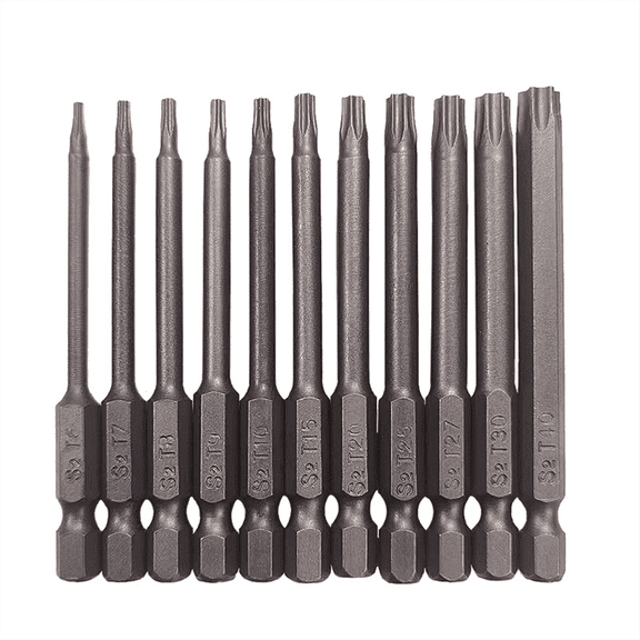 Screwdriver Bit Set,Steel Star 6 Point Screw Driver Kit Tool,Hex Shank 75mm Length,for Most of Power and Hand Tools,11 * screwdriver bit,As Shown