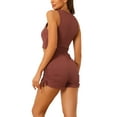 thumbnail image 3 of INSPIRE CHIC Summer 2 Piece Outfits for Women's Stretchy Ribbed Tank Crop Top Ruched Shorts Set S Brick Red, 3 of 6