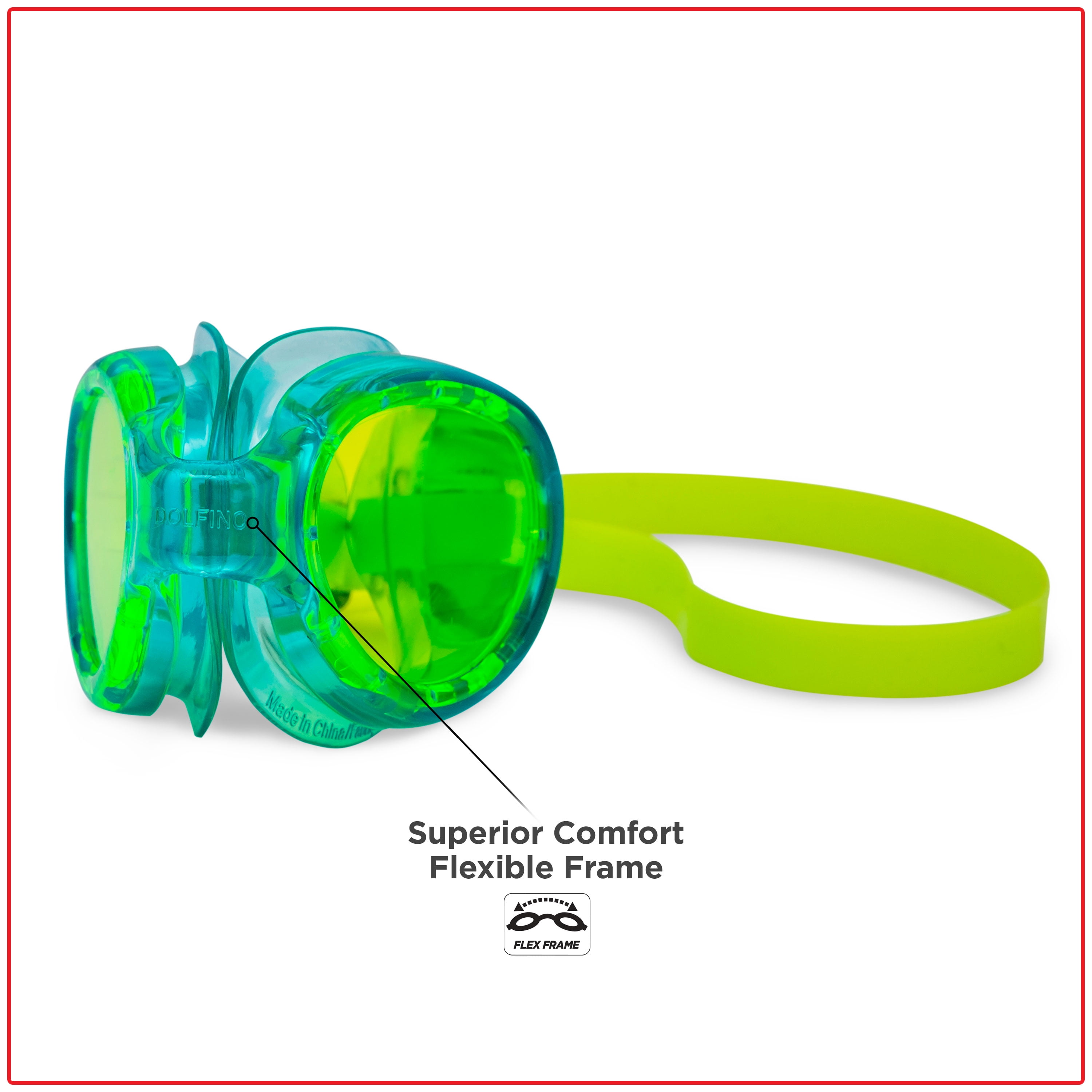 Buy Dolfino Youth Latex Free Swim Goggles with Silicone Strap and UV