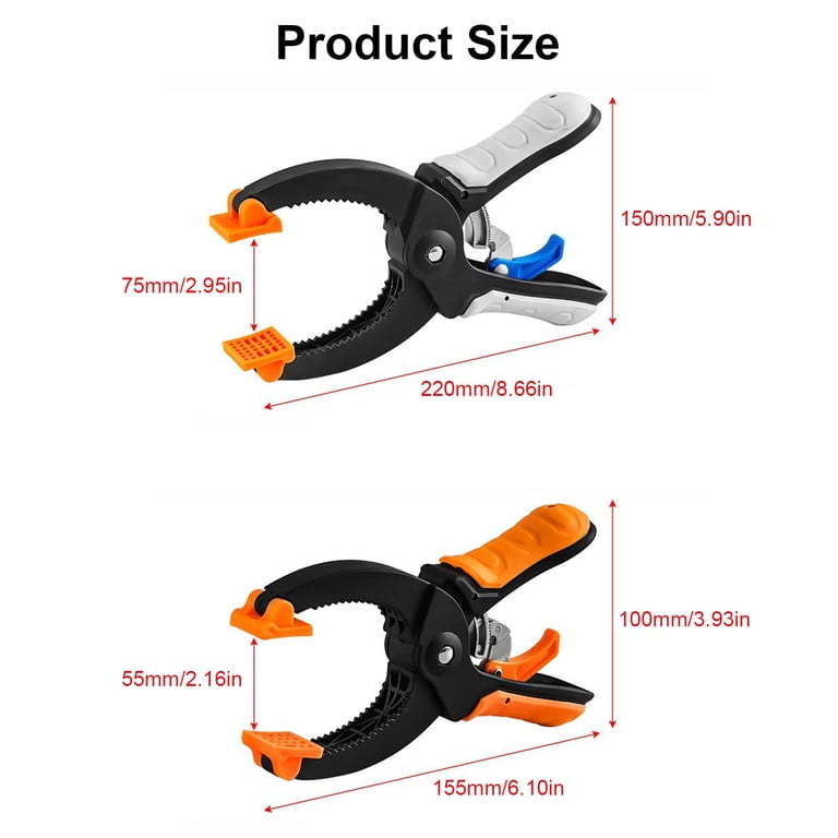 8 Inch Heavy Duty Plastic Ratchet Clamps - Extra Strong Grip For Woodworking, Crafts, Backdrops & Studio Photography