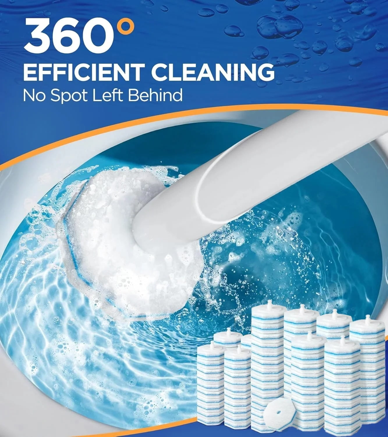 64 Count Toilet Wand Refills for Clorox Toilet Wand, 5X Cleaning Power Toilet Bowl Cleaners with Exclusive Formula, High-Density Disposable Toilet Brush Scrubber - No Falling Apart, Fresh Fragrance