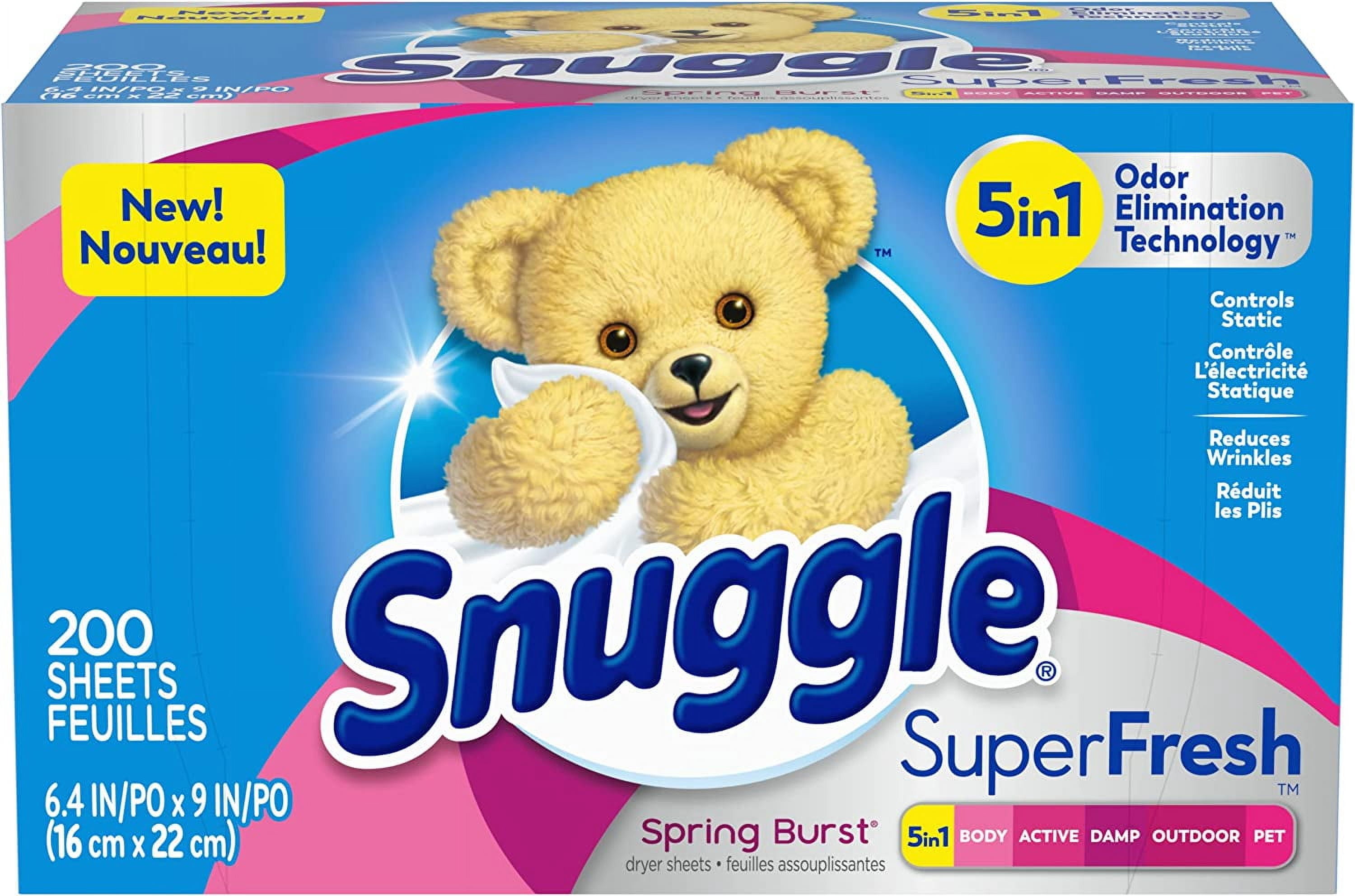 Dryer Sheets, Spring Burst, 200 Count | Plus SuperFresh | Static Control | Odor Eliminating | Pack of 2